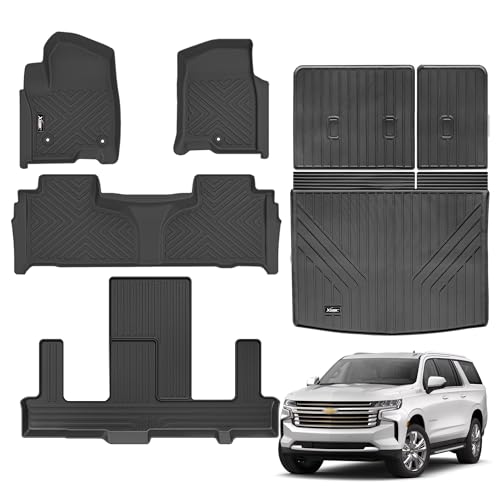 Floor Mats for 2021-2025 2026 Chevrolet/Chevy Suburban/GMC Yukon XL 7 Seats with Cargo Liner All Weather TPE Protection Floor Liners Full Set with Trunk Mat for Chevrolet Suburban Accessories