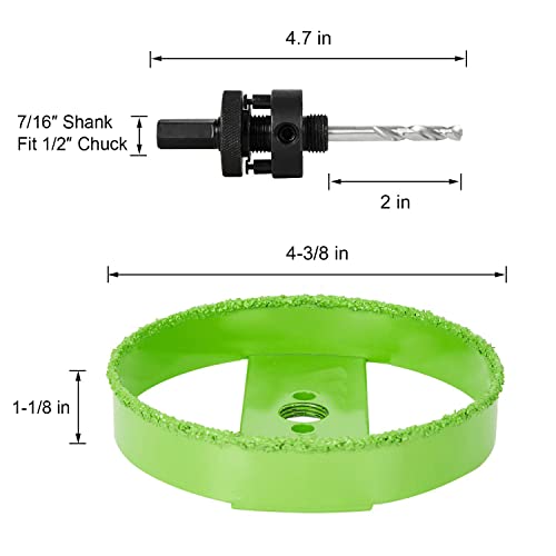 Hlofizi 4-3/8 Hole Saw For 4" Recessed Lights, Carbide Grit Holes Saw Cutting Plaster Drywall Ceiling Sheetrock #TOP3