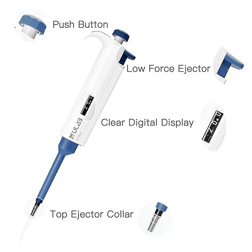 Miniatura 9 de ULAB Pipettor de un solo canal con puntas de pipeta ofrecidas, 1pc de micro pipeta de volumen ajustable con Vol.Range.0.5-10l, 1000pcs de Vol.10l