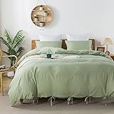 Caressma Bowknot Bow Ties Sage Green Duvet Cover Set Full Size, Soft Microfiber Bedding Comforter Co