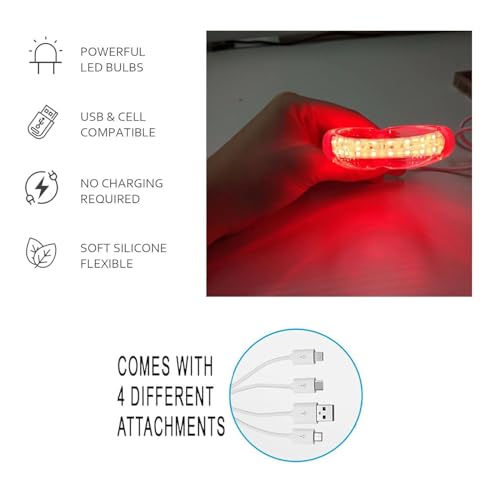 FUREIN SMILE Red Light Therapy for Gums, Toothache Relief, 32 LED Periodontal Light,with adapters for USB/C iPhone, and Android from (White) - Image 2