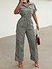 Womens Cargo Jumpsuit Sexy Top Ruched Drawstring P... #1
