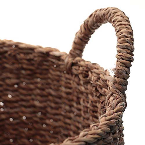 Jogo de Cestas com Alça Terra em Fibra Natural, D40xA35/D35xA32/D30xA29 com 3 Peças, Bege, L'Hermit