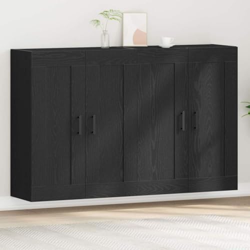 sephironlbb Juego de 2 armarios de pared con aspecto de roble negro, material de madera, 69,5 x 34 x 90 cm, diseño que ahorra espacio para sala de estar, oficina