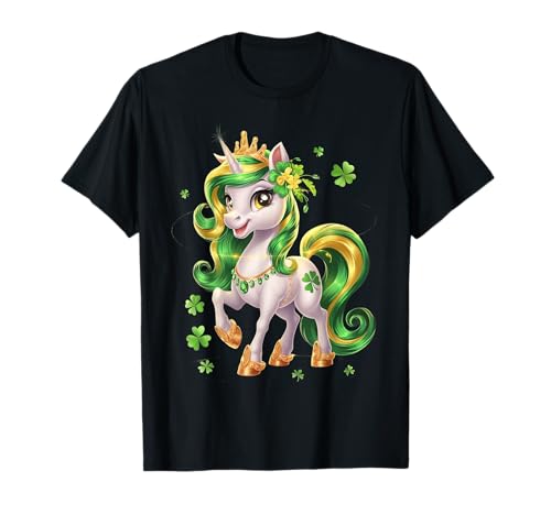 Cute Unicorn Shamrock St Patricks Day Lucky Girls Kids Gifts Maglietta