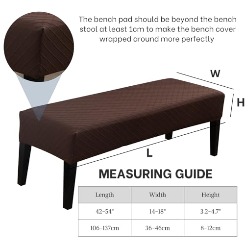 Image of SearchI Dining Bench Cover, Stretch Washable Long Bench Seat Covers, Rectangle Dining Table Bench Slipover for Dining Room, Living Room, Kitchen(Coffee)