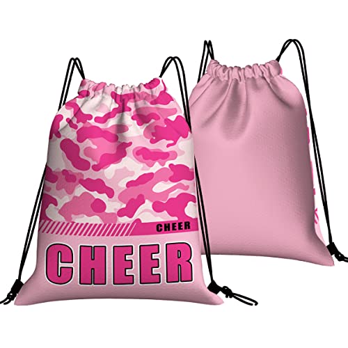 Givotin Drawstring Backpack Waterproof Gym Drawstring Bags Sports String Bag Camo Sackpack-Pink Cheer Drawstring Bag #TOP1
