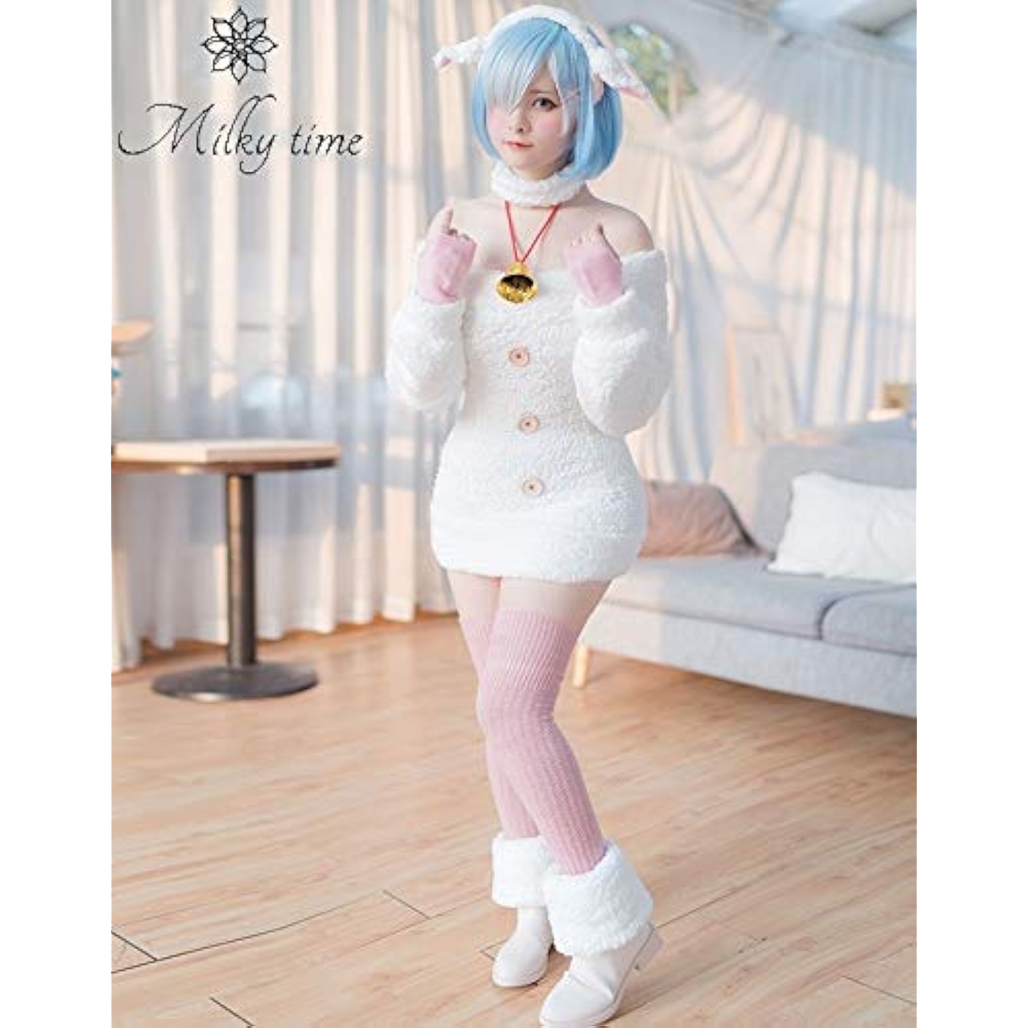 [milky time] ウィッグ付き Re:ゼロから始める異世界生活 リゼロ レム コスプレ ハロウィン 羊 おおかみと七匹の子ヤギ (レム,子ヤギ) 詳細画像5