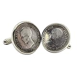  Gemelos para camisa: Genumis Borbón - Moneda 50c peseta 1892 Plata España - Color Plateado - 18 mm