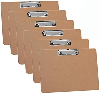 Acrimet Clipboard Landscape Letter Size A4 (9 1/16” x 13”) Low Profile Clip (Hardboard) (6 Pack)