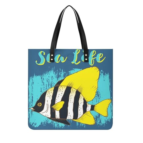 Tote bag de voyage poisson jaune et noir grand sac cabas résistant pour femme