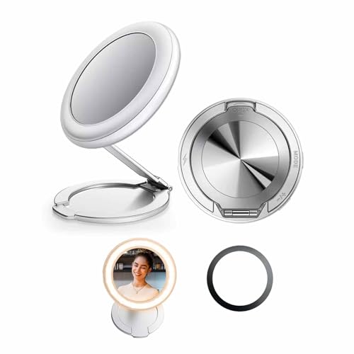 Ymuyus Magnetic Phone Stand Selfie Light for iPhone,Phone Light with a Mirror,Stable Aluminum Stand Base, for Selfies, Video Conference, Makeup