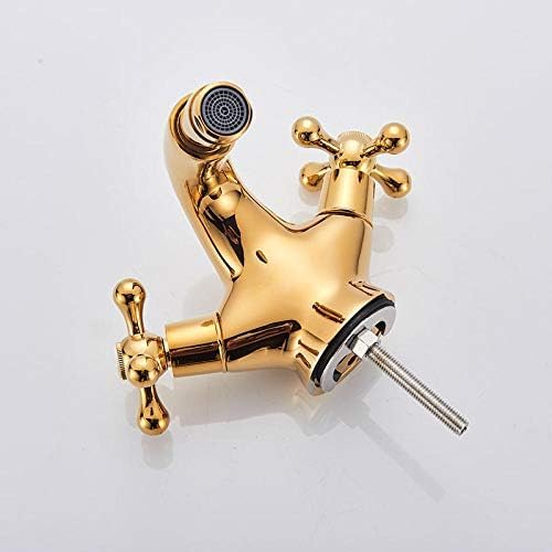 Grifo Para Lavabo, Bidé Dorado, Ducha, Grifo Para Lavabo De Baño, Manijas Dobles, De Agua Fría Y Caliente, Caño Giratorio De Latón Antiguo, Agua Para Inodoro-cromo,Dorado