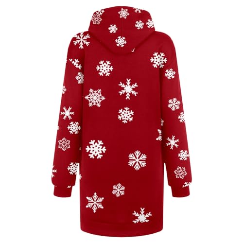 Robe à capuche manches longues imprimé Noël imprimé Merry Christmas midi - 5