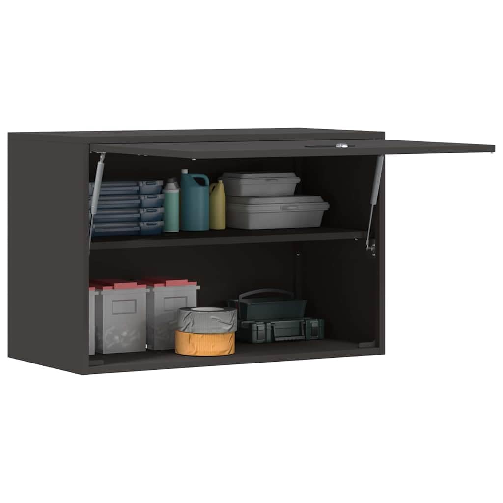 Armadio a Muro per Garage Nero 80 x 40 x 53 cm Acciaio