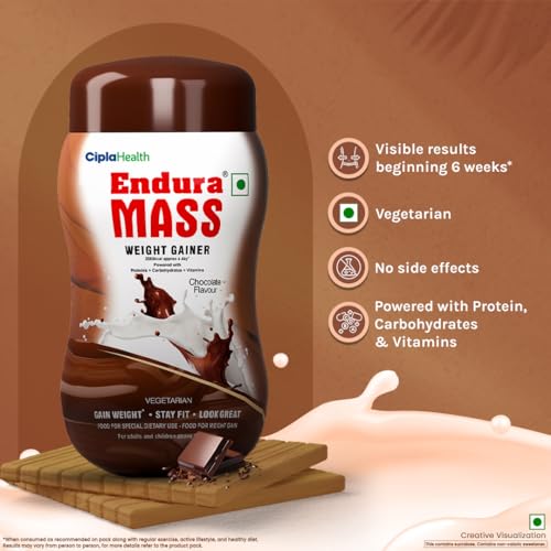 Image of Endura Mass Weight Gainer Powder 550 G Chocolate Flavour | Unique Blend Of 3 Sources Of Protein, Carbs, Vitamins & Essential Minerals | Ideal For Children Above 10 Years, Men, Women & Athletes