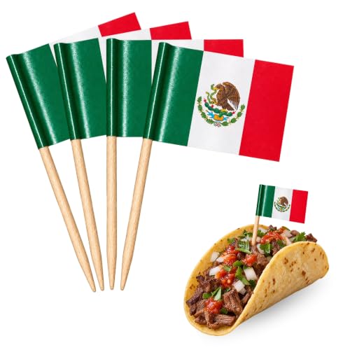 100 Palillos con Banderas de Mexico, Palillos de Madera Paises