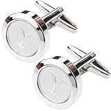 Dannyshi Mens Classic Stainless Steel Initial Cufflinks 26 Alphabet Initial Letter Cufflinks Business Wedding Shirts A-Z