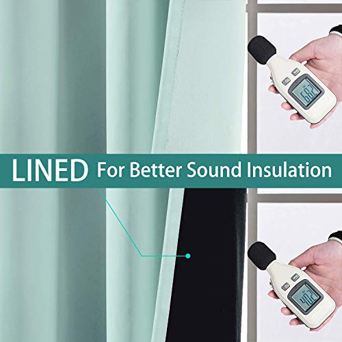 Image of Yakamok 2 Thick Layers Completely Blackout Window Treatment Thermal Insulated Noise Reducing Drapes for Living Room(52Wx96L, Aqua, 2 Panels)