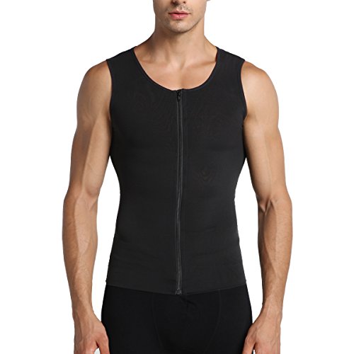 Gynecomastia Compression Hide Man Moobs Abdomen Slimming Chest Binders Tank Tops (Medium, Black)