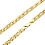 Nuragold 10k Real Yellow Gold Franco Square 4mm Box Chain Wheat Chain Necklace (18'-30') Italian Jewelry for Men - 22'