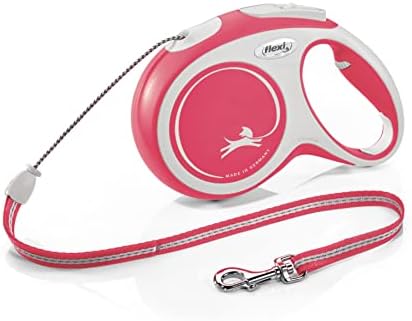 Flexi New Comfort Cord Grey & Red Medium 8m Retractable Dog Leash/Lead for dogs up to 20kgs/44lbs