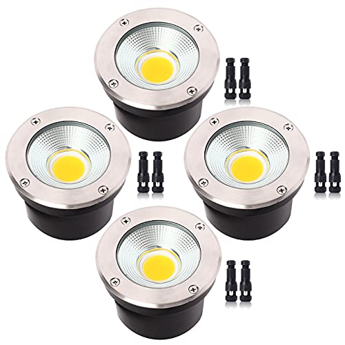 Eleglo Low Voltage Led Landscape Lights,18W Led Ground Lights With Wire Connectors,12V Well Spotlights Ip67 Waterproof Landscape Lighting For Garden Uplighting, Path, Deck(4 Pack 125Mm Warm White) #TOP8