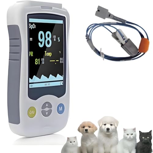Monitor De Pulso Para Mascotas, Tensiómetro Digital Portátil, Medidor De Oxígeno SpO2 Rápido Y Preciso Con Pantalla De 2.4 Pulgadas, Sensor SpO2 Para Oído/lengua Para El Control De La Salud Animal