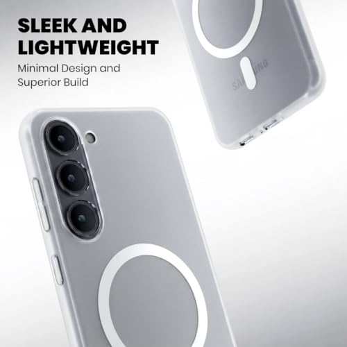 Image of DIZORO Matte Case for Samsung Galaxy A35 Compatible with MagSafe, Camera Lens Full Protection, Shockproof Translucent Frosted TPU Soft Phone Cover, Anti-Fingerprint (White)