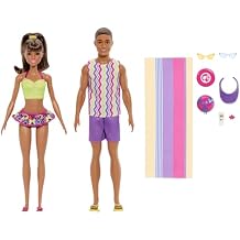 Barbie Style Fashion Dolls Set, Beach Inspired Looks | Includes Beach Style Accessories, 65th Anniversary Ken Doll (Amazon