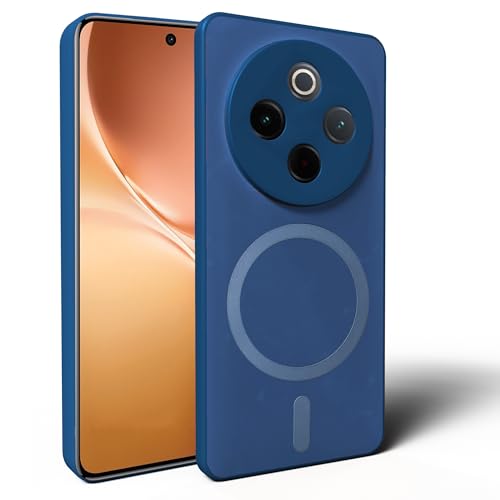 Image of Compatible for VIVO T4 5G Hard Back | Only Compatible with Wireless Magnetic Accessories | Thin and Slim Magnetic Back Cover (Blue)