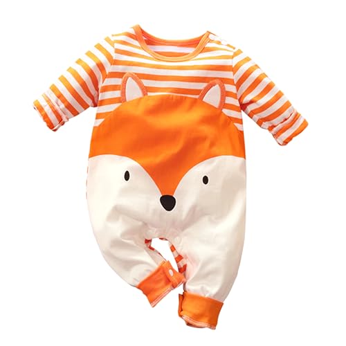LIKPOJA Nyfödd babykläder set unisex baby onesie outfit en del sommar långärmad overall djur sparkdräkt för baby pojkar och flickor gåvor, Räv B, 6-9 månader