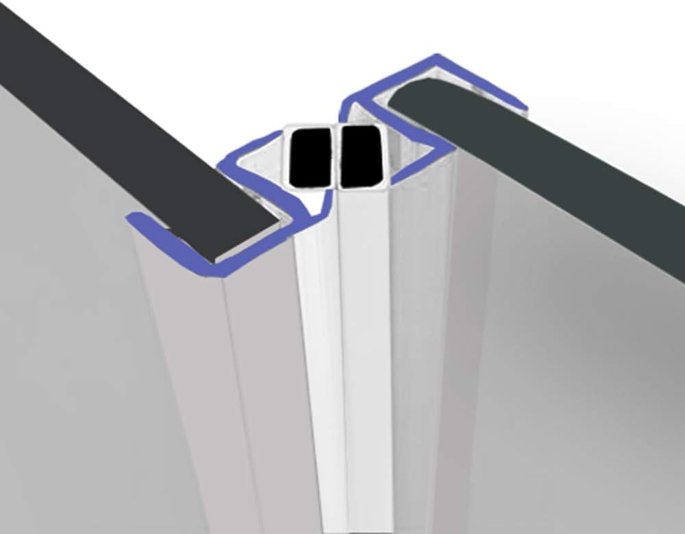 Magnetic Shower Seals | Sold in Pairs | Fits 8-10mm Glass | 90° Magnet for Pivot Opening Doors | 2 Metres Long | MAG020