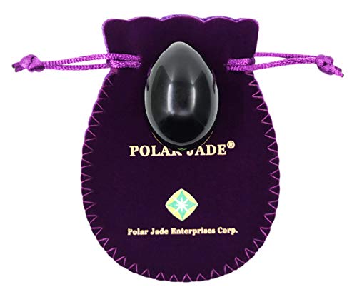 Huevo yoni, perforado, hecho de obsidiana, gema, nivel de ingreso. Accesible, Tamaño mediano más popular, Lustrado a mano, con Instrucciones, por Polar Jade.