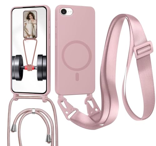 Handykette mit Band für iPhone 6/7/8/iPhone SE 2020/SE 2022 Hülle Lanyard (abnehmbar) Handyhülle Case mit justierbarer Schnur Abnehmbar Strap Crossbody Schutzhülle zum Umhängen Kordel Sandpulver