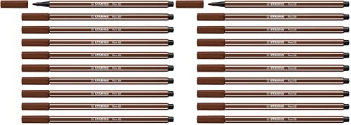 STABILO Pen 68 pointe moyenne lot double de 10 feutres couleur marron 68/45