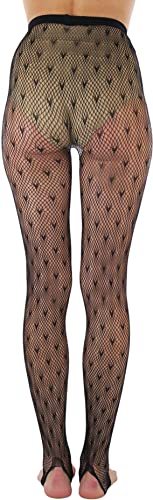 Image of ToBeInStyle Women's Single Floral Lace Fishnet Tights Footless & Stirrup Design