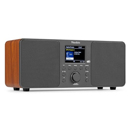 Audizio Genua Radio Dab+ Bluetooth 5.0 - Gris Foncé, Écran Couleur 2,8, Deux Haut-Parleurs, Sortie Casque, Port USB, Télécommande Incluse, Idéale pour Écouter la Radio à la Maison