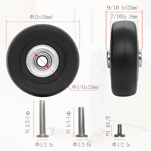 Luggage Wheel Replacement, 50mm x 18mm Luggages Suitcase Replacement Wheels Set of 4, Repair Wheels for Luggage for Travel Box, Suitcase2