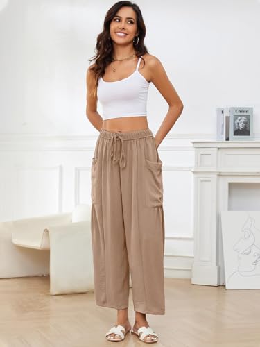 Wide Leg Pants Woman Summer Loose Fit Palazzo Harem Trousers with Pockets3