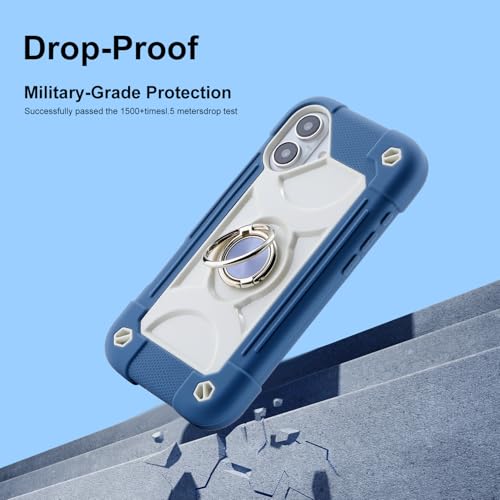 Image of MARKILL Compatible with iPhone Case with Ring Stand, Military Grade Drop Protection Full Body Rugged Heavy Duty Protective Durable Cover iPhone. (Blue, iPhone 16 6.1 inch)