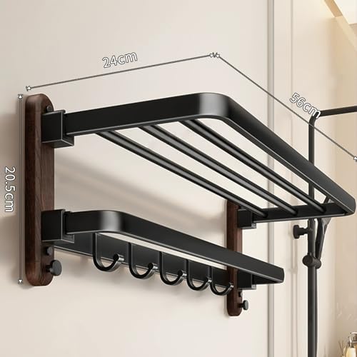 ITHKFU Toallero Negro de baño Toalleros De baño Sin Taladro Towel Holder Estante de Pared para baño con 5 Ganchos - imagen 2