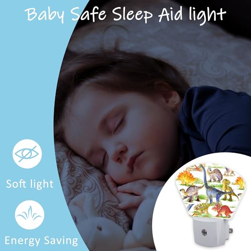 Image of Night Light Cute Dinosaur Plug-in LED Dusk-to-Dawn Sensor Soft Night Lamp,Suitable for Home Bedroom Bathroom Hallway Stairs