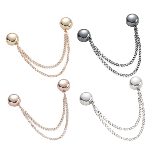 4個セット マグネット式 チェーン 袖 裾上げ 固定 磁気衣類クリップ 多機能マグネット式洋服クリップ 簡単固定 シンプル 丈調整 マグネットチェーン 長さ調節 磁石ボタン ズボン ブラウス トップス ドレス 肩 襟 裾 背中固定用