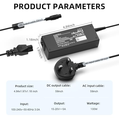 Universal Laptop Charger UK 100W AC Power Adapter with 15 Tips Compatible with Lenovo HP Dell Acer Asus Samsung Toshiba Sony IBM Fujitsu Gateway Notebook Ultrabook Chromebook Laptop Charger - Image 3