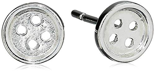 Amazon Collection Sterling Silver Botton Stud Earrings