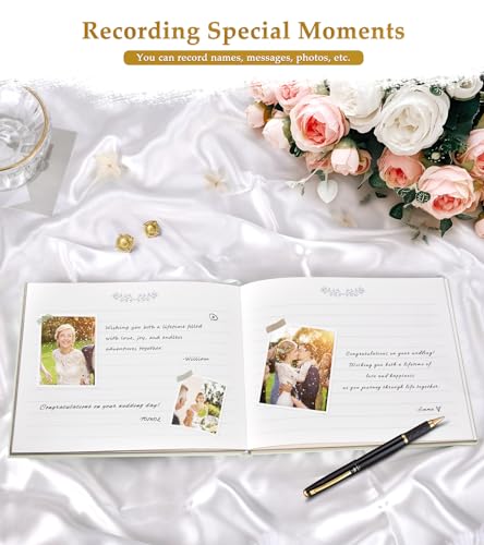 Jowaia Wedding Guest Book - Guest Book for Wedding Reception, Baby Shower, Birthday, Anniversary and Special Day - Registry Guestbook for Guests to Sign in and Add Photos with 110 Lined Pages (Cream)