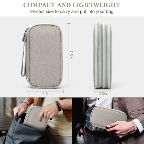 Image of FYY Electronic Organizer, Travel Cable Organizer Bag Pouch Electronic Accessories Carry Case Portable Waterproof Double Layers All-in-One Storage Bag for Cable, Cord, Charger, Phone, Earphone Khaki
