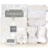 JOOJA Birthday Get Well Soon Cozy Gift Basket Care Package for Women with Blanket, Fuzzy Socks, Eye Mask, Headband Cozy Essentials - White