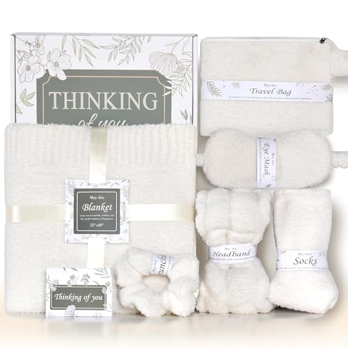 JOOJA Birthday Get Well Soon Cozy Gift Basket Care Package for Women with Blanket...